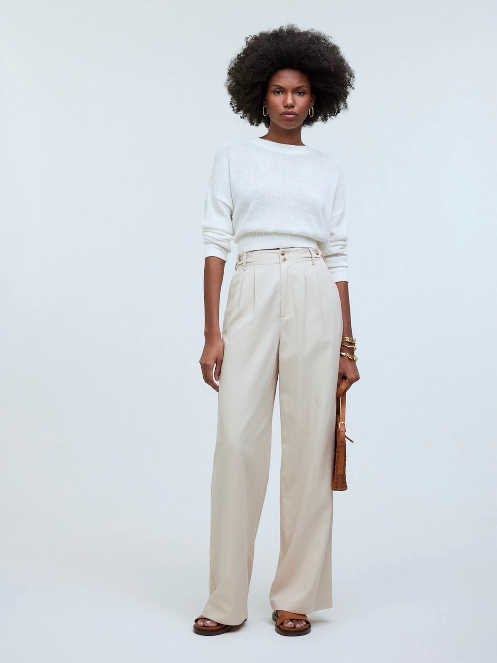 Madewell High waist Harlow Wide-Leg Pants in Cream - size 10